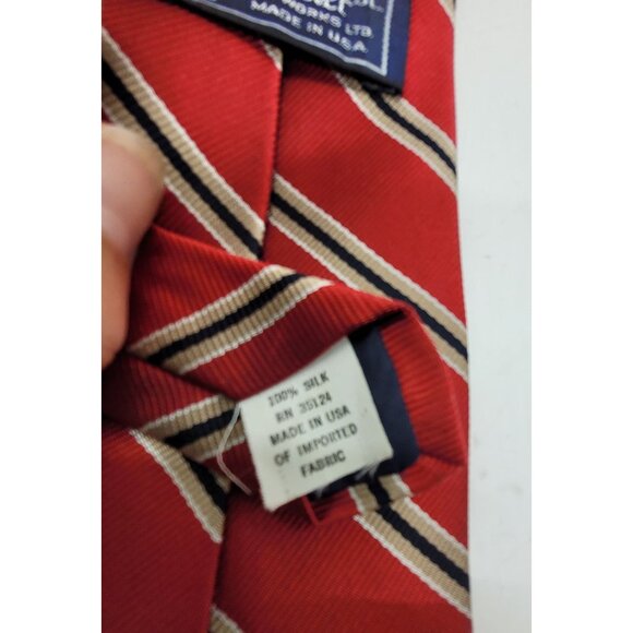 VTG REPP 100% Silk Stripped Neck Tie Warren St. Quality Shop USA Old Money - Picture 5 of 5